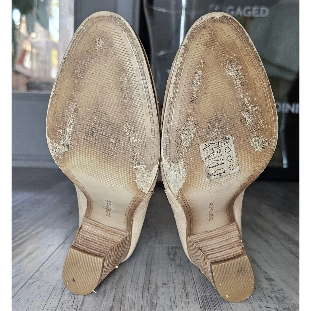 Michael‎ Kors Tan Suede Block Heel Mules Ankle Booties Shoes Women's 8M